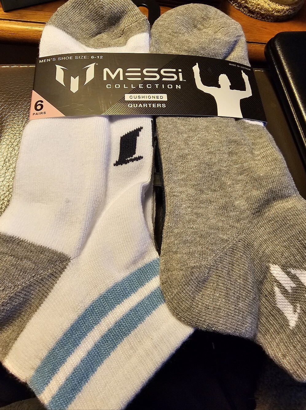 Messi Collection Cushioned Quarters Socks 6 Pairs Men’s Size 6-12 Women's 10-13